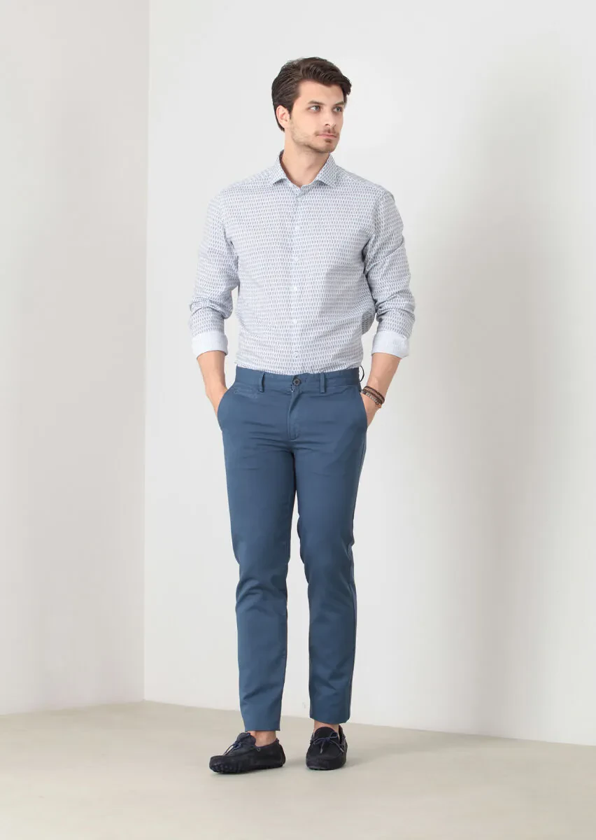 Indigo Weaving Regular Fit Casual Cotton Blended Trousers - 2
