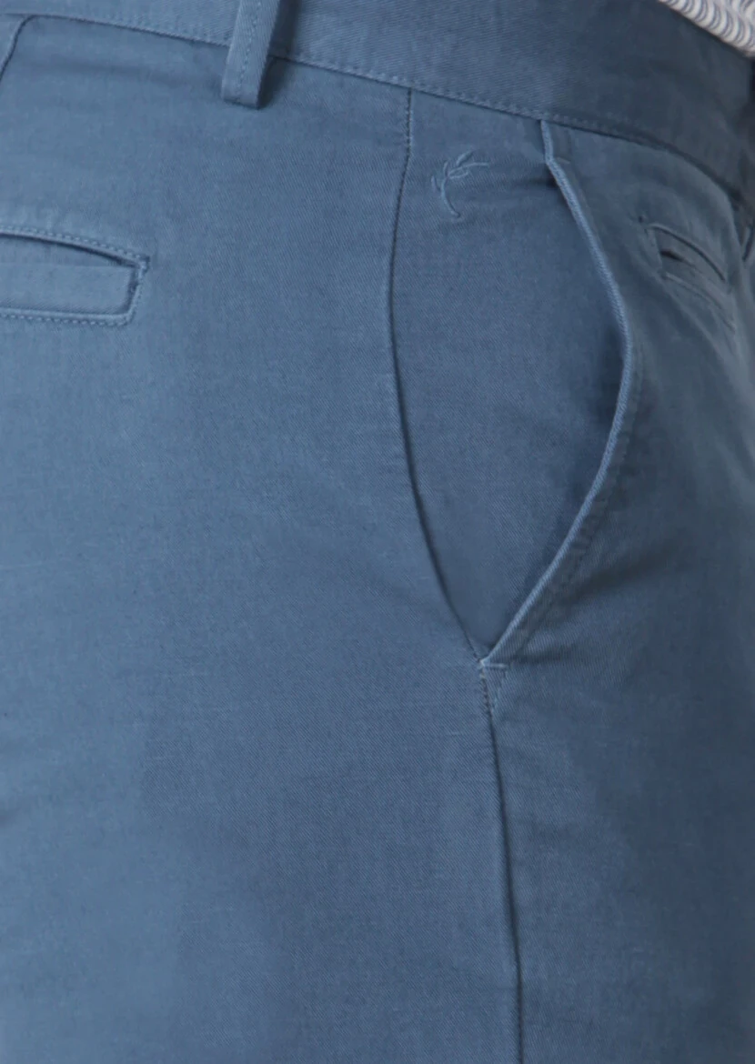 Indigo Weaving Regular Fit Casual Cotton Blended Trousers - 4