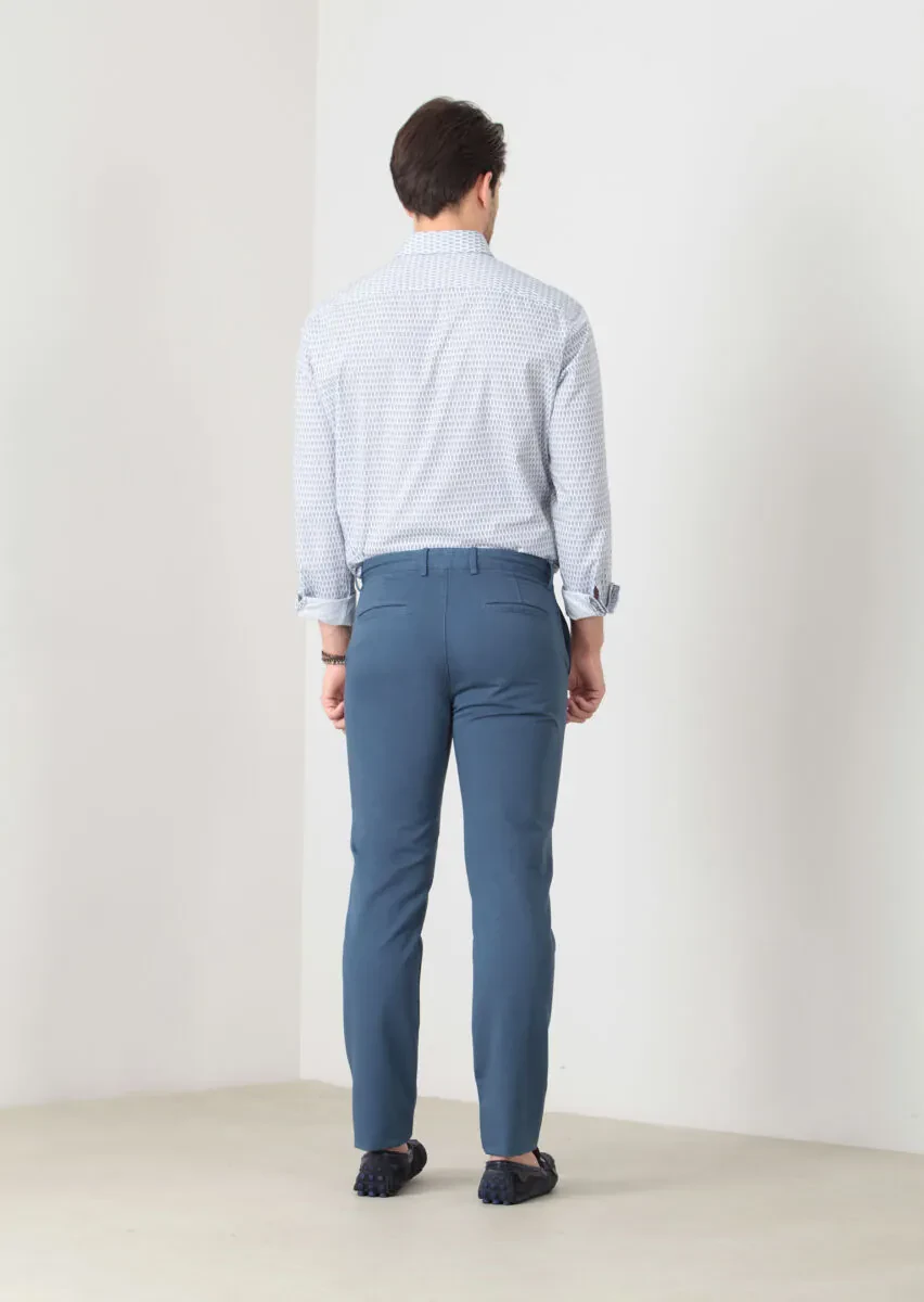 Indigo Weaving Regular Fit Casual Cotton Blended Trousers - 5