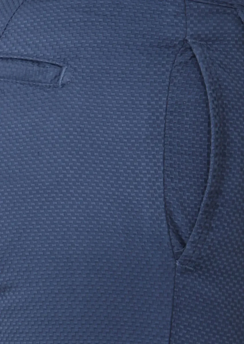 Indigo Weaving Regular Fit Casual Cotton Blended Trousers - 4