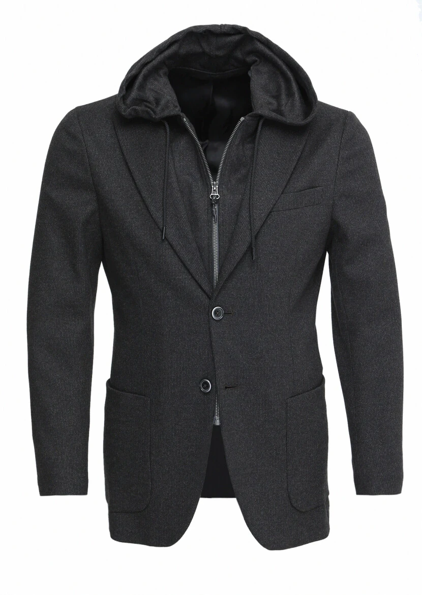 Kahverengi Çizgili Comfort Fit Örme Ceket - 1