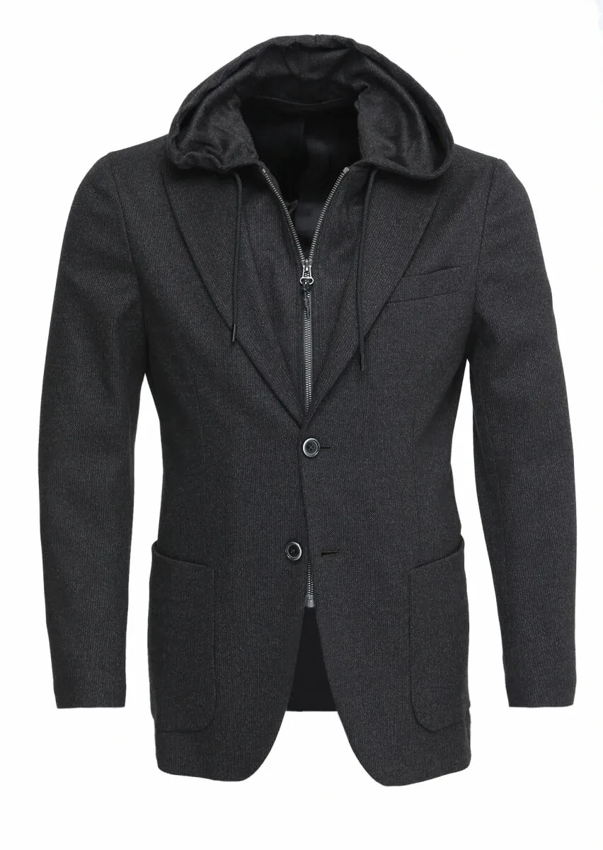 Kahverengi Çizgili Comfort Fit Örme Ceket - 1