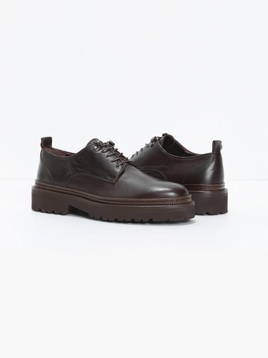 Kahverengi Deri Casual Ayakkabı - 3