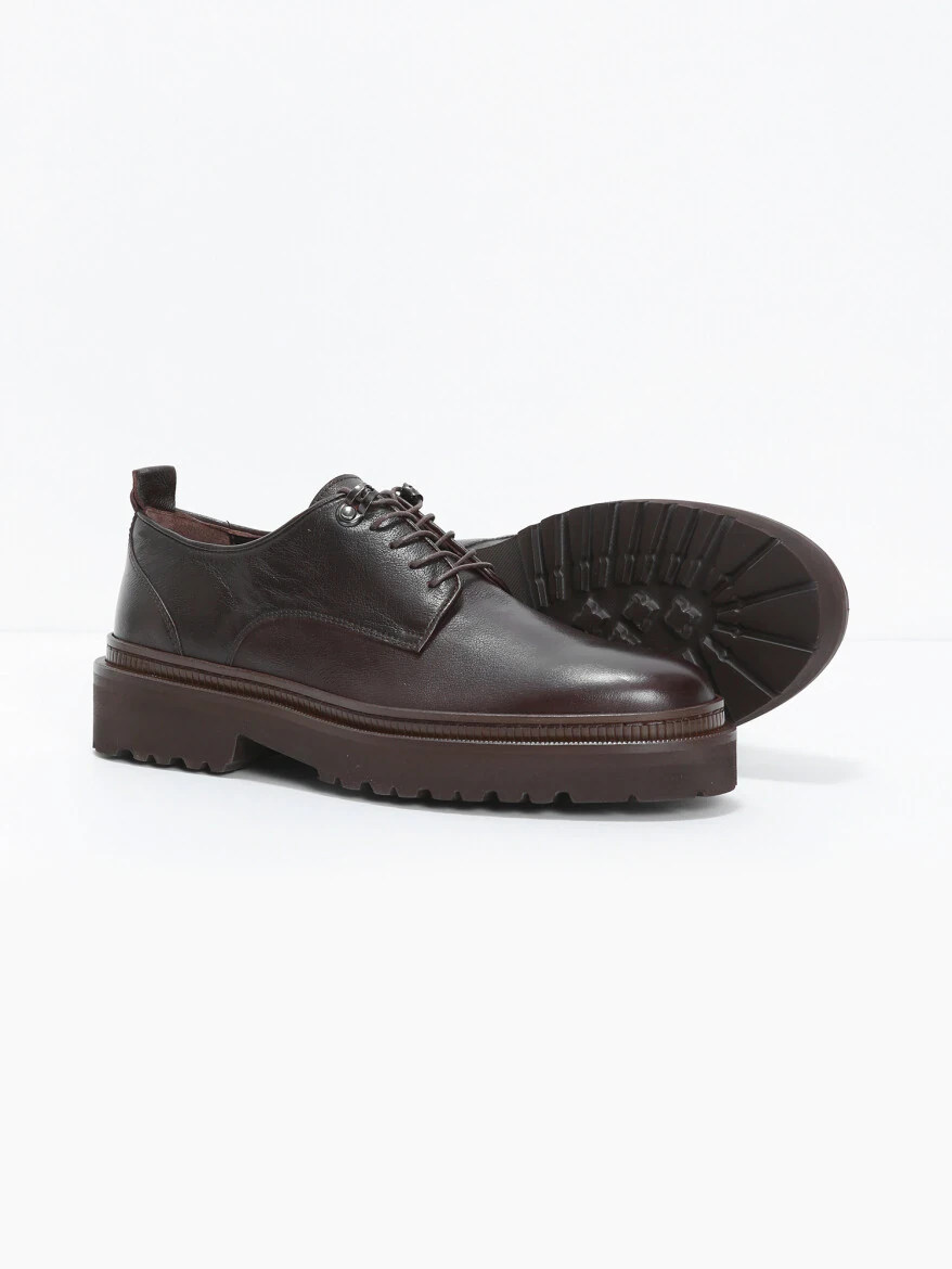 Kahverengi Deri Casual Ayakkabı - 4