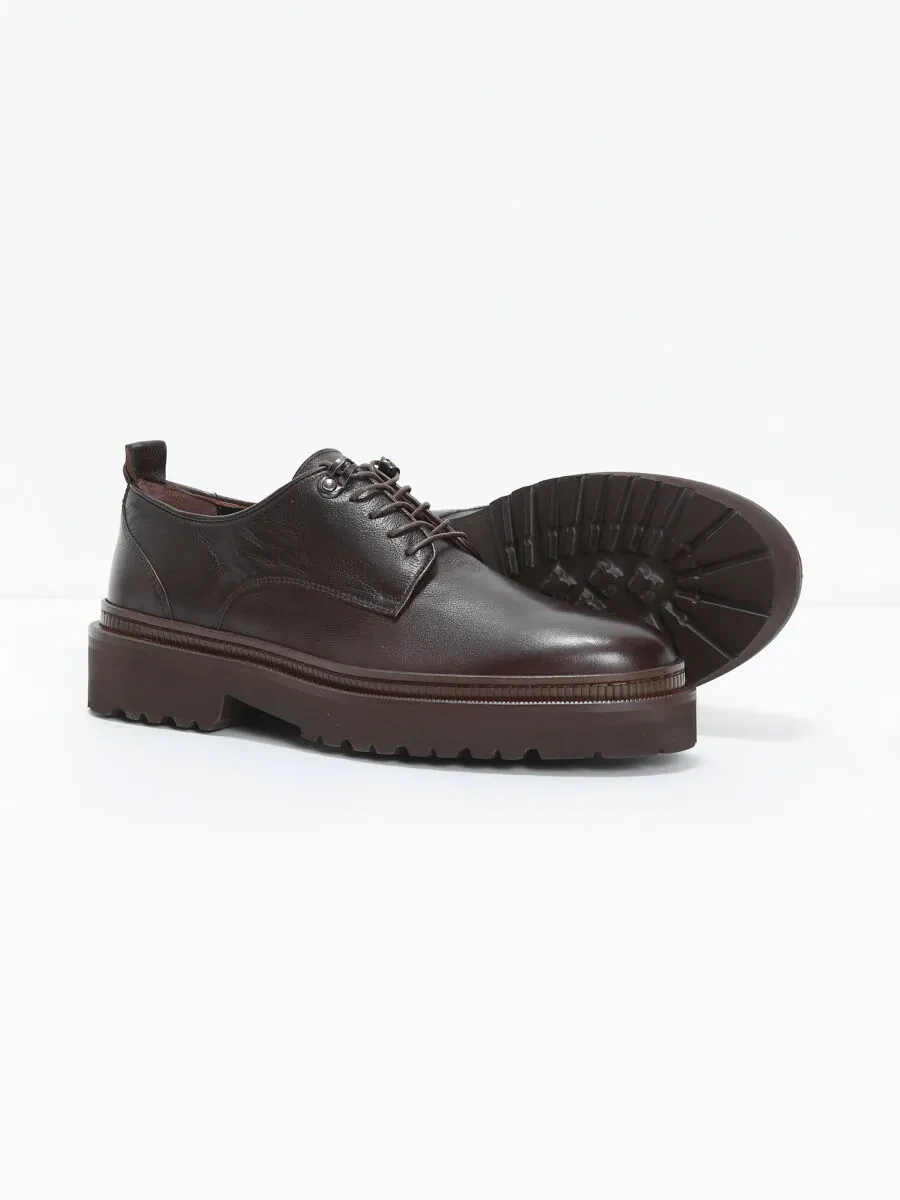 Kahverengi Deri Casual Ayakkabı - 4