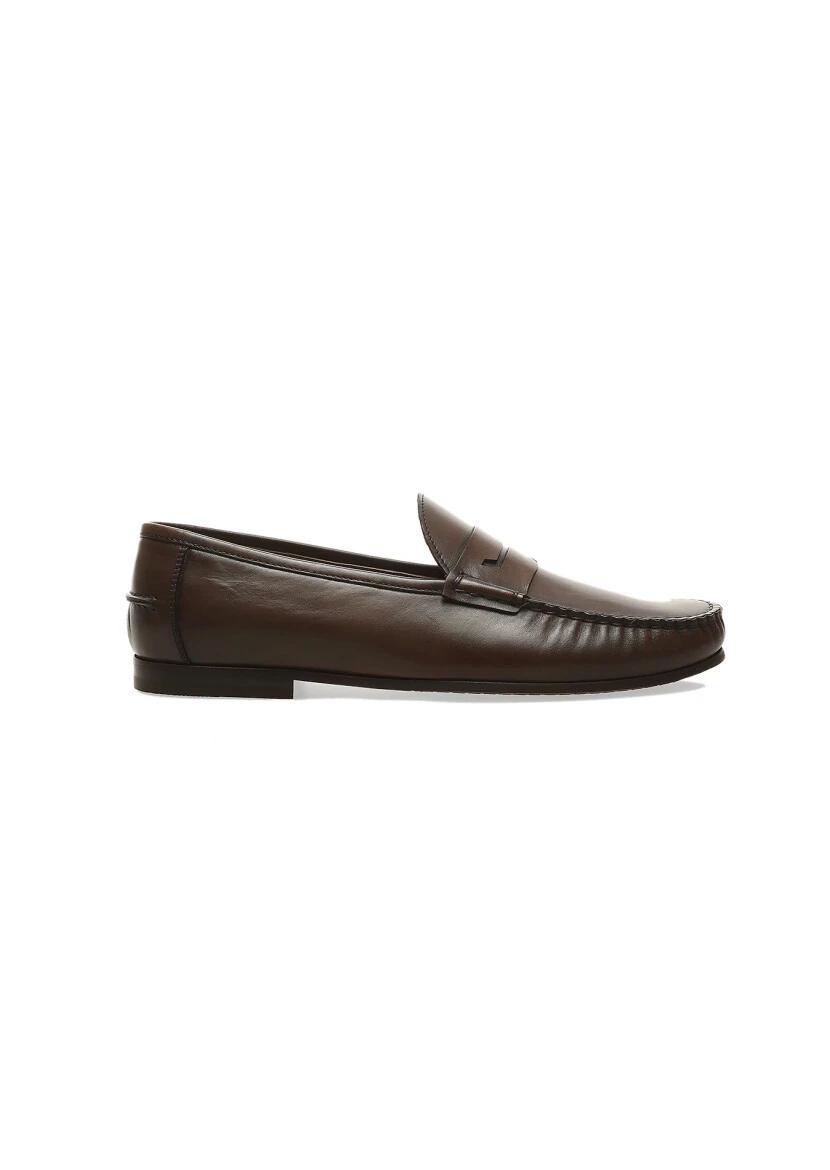 Kahverengi Deri Casual Loafer - 1