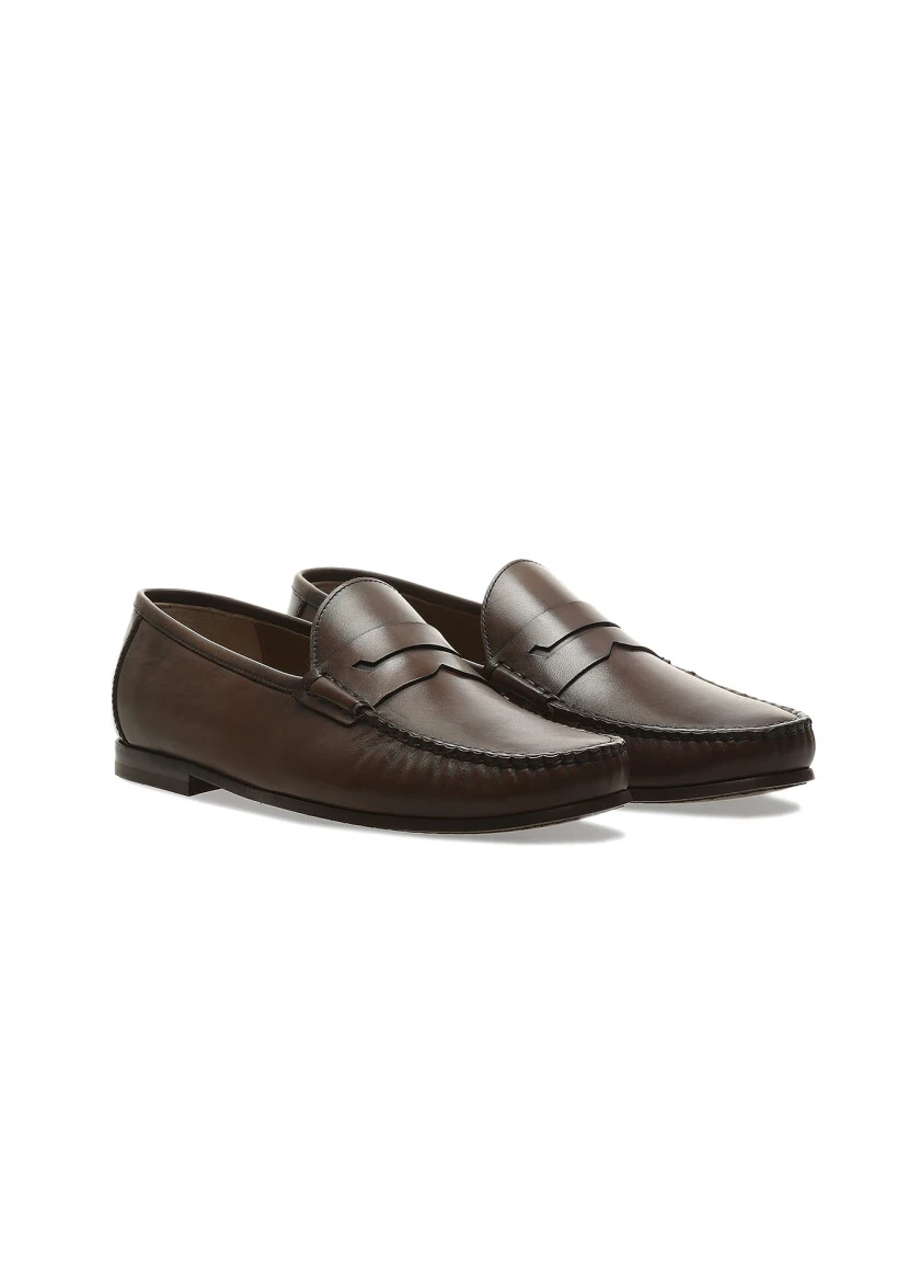 Kahverengi Deri Casual Loafer - 2