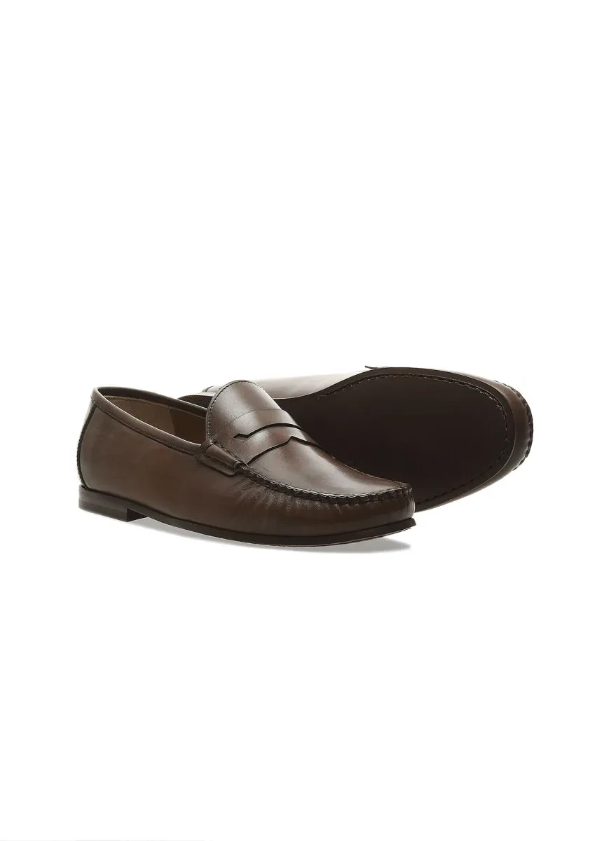 Kahverengi Deri Casual Loafer - 3