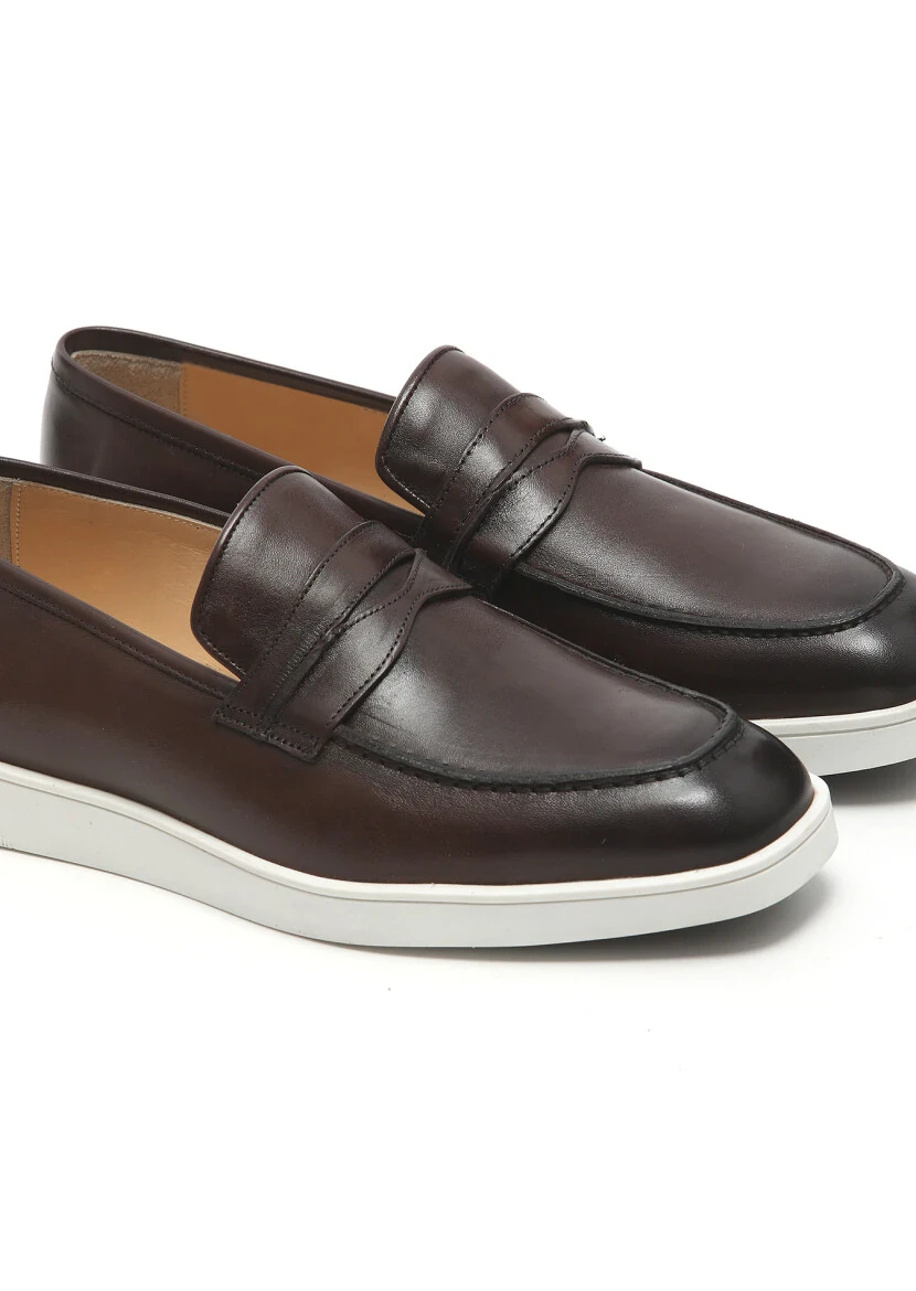 Kahverengi Deri Casual Loafer - 3