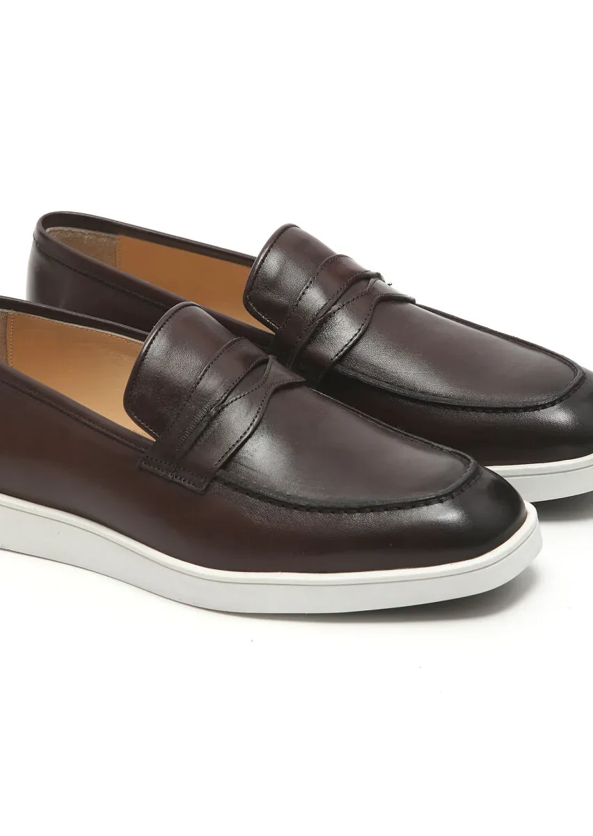 Kahverengi Deri Casual Loafer - 3
