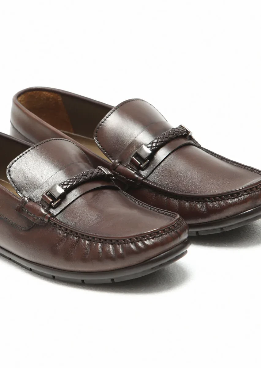 Kahverengi Deri Casual Loafer - 3