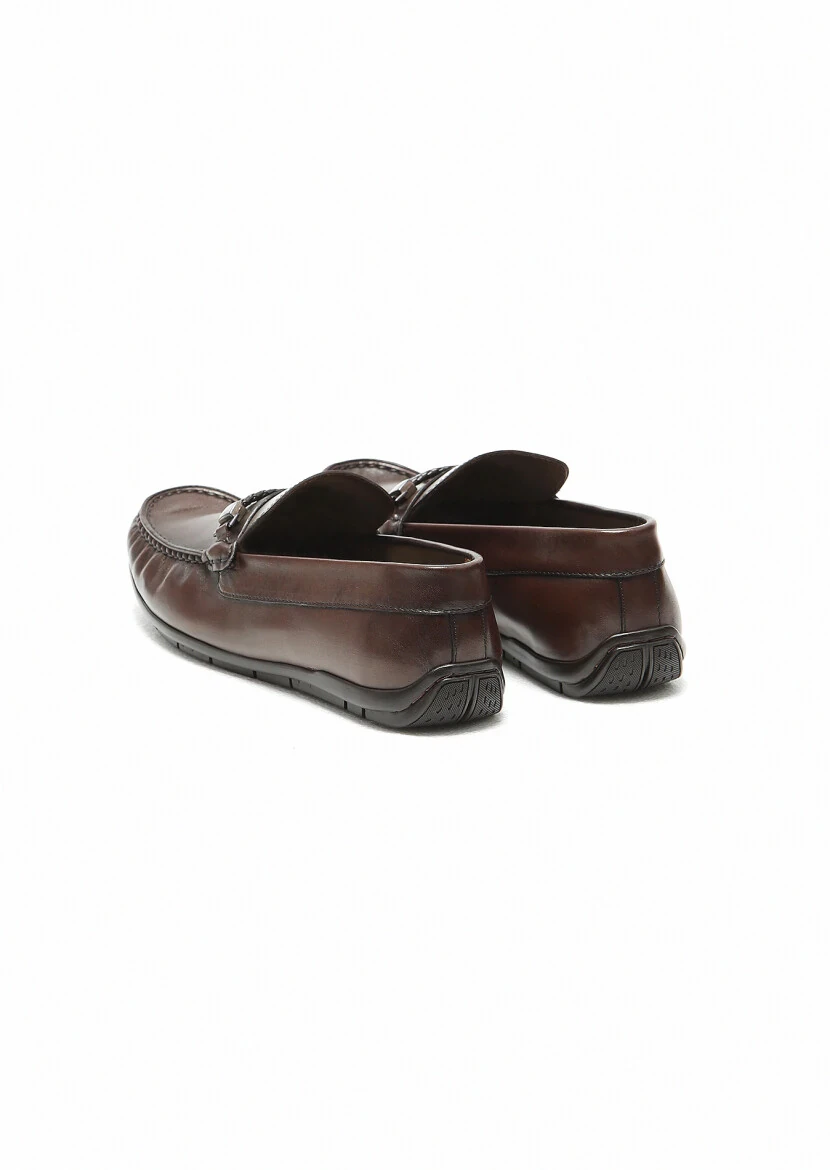 Kahverengi Deri Casual Loafer - 4
