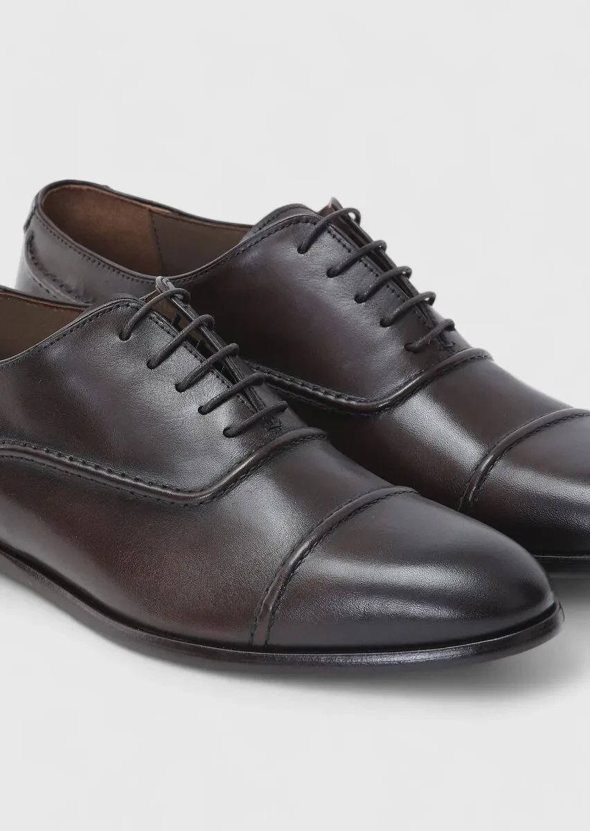 Kahverengi Deri Klasik Ayakkabı - 3