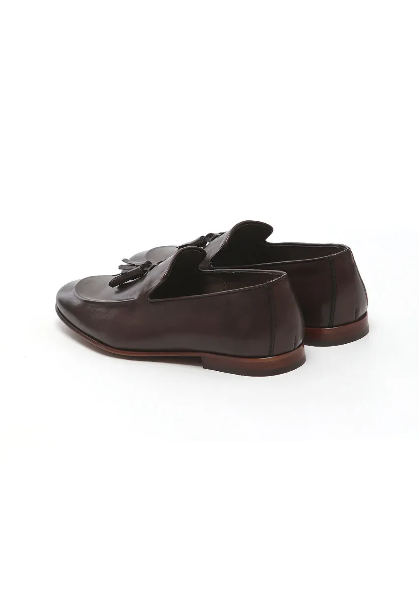 Kahverengi Deri Klasik Loafer - 4