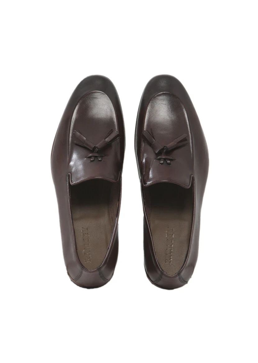 Kahverengi Deri Klasik Loafer - 6