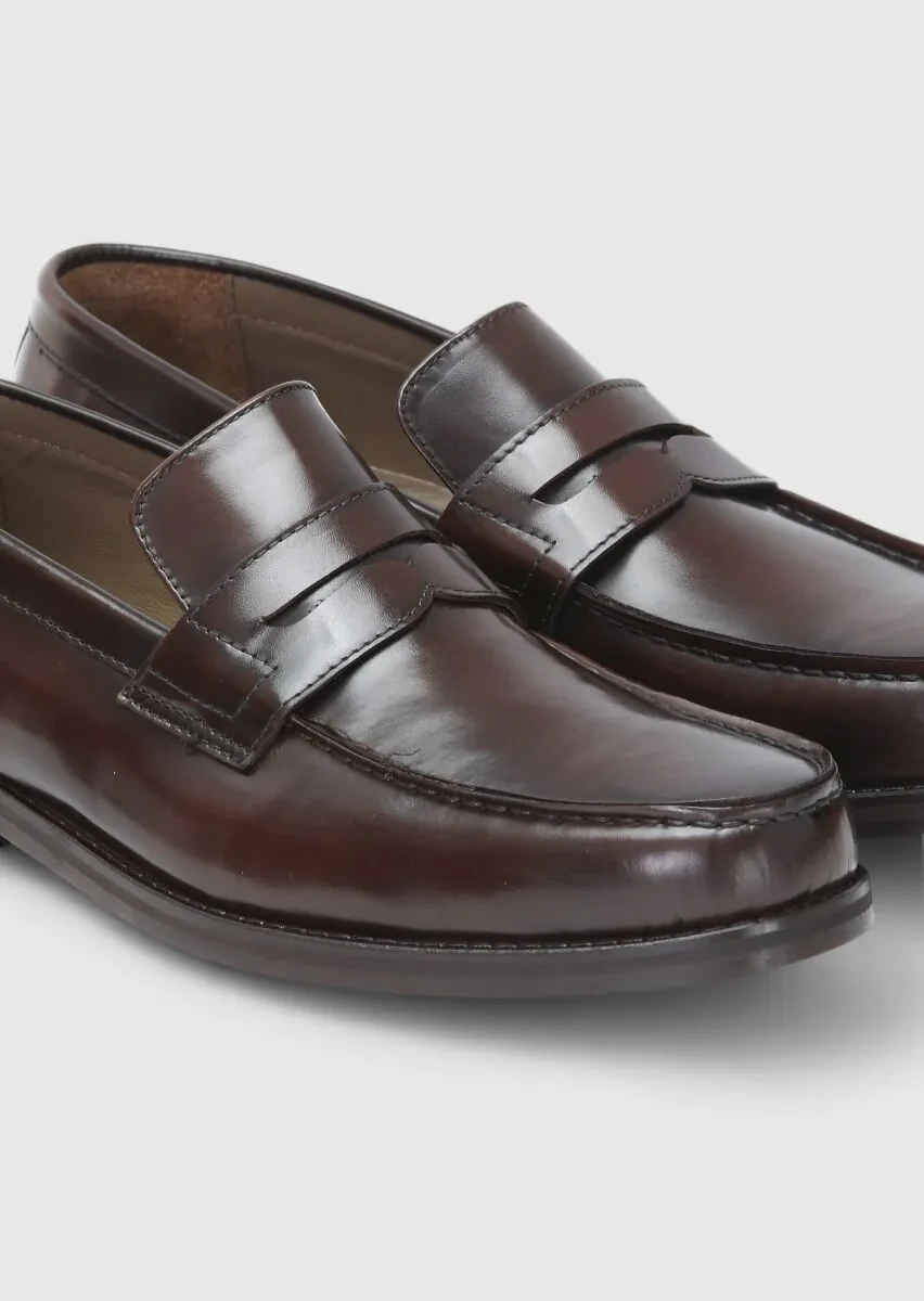 Kahverengi Deri Klasik Loafer - 3