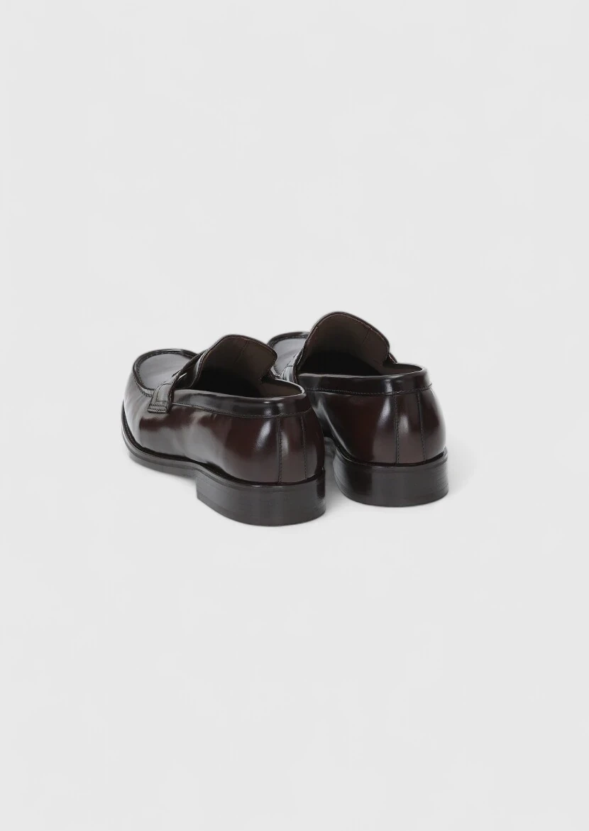 Kahverengi Deri Klasik Loafer - 4