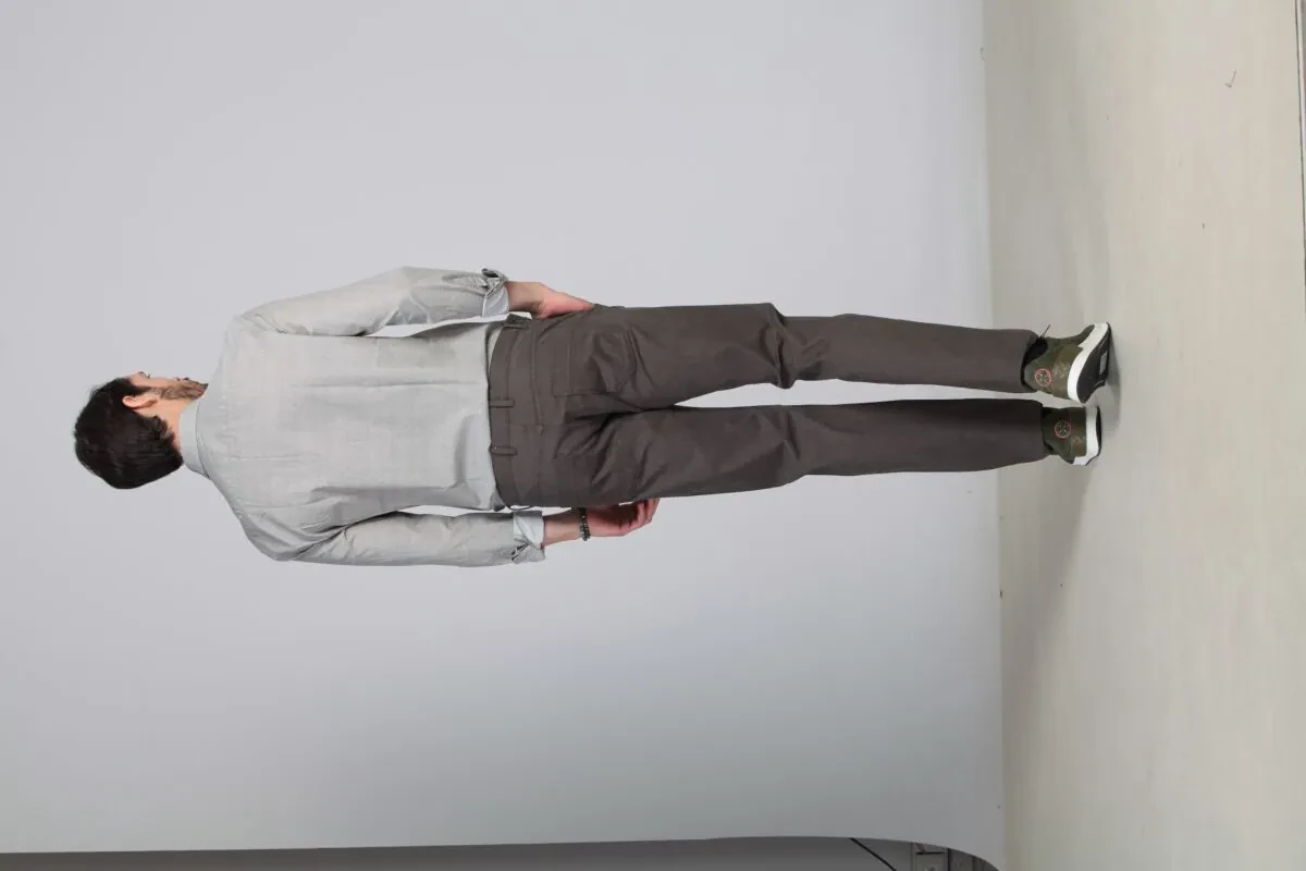 Kahverengi Desenli Dokuma Slim Fit Casual Pamuk Karışımlı Pantolon - 5