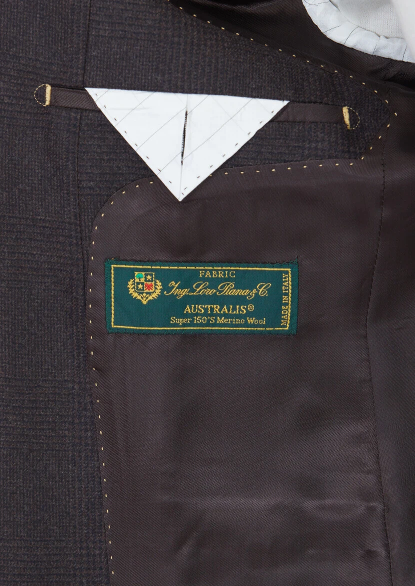 Kahverengi Desenli Regular Fit %100 Yün Ceket - 6