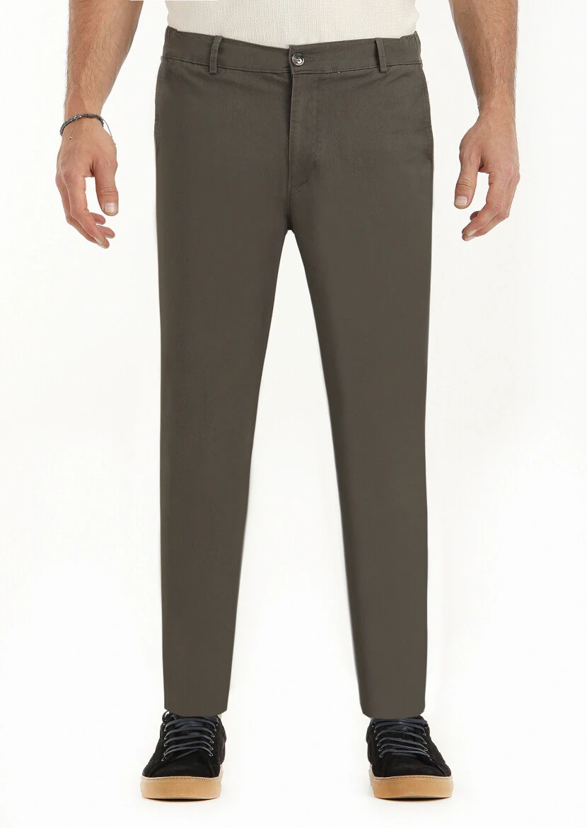 Kahverengi Düz Dokuma Jogging Fit Casual Pantolon - 2