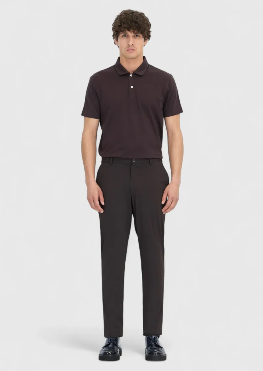 Kahverengi Düz Örme Jogging Fit Casual Pantolon - 1