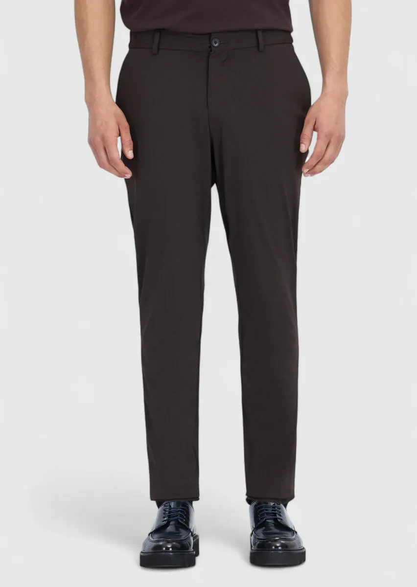 Kahverengi Düz Örme Jogging Fit Casual Pantolon - 2