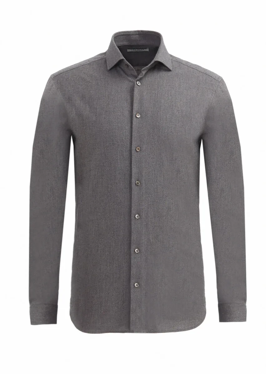 Kahverengi Düz Regular Fit Dokuma Casual Pamuk Karışımlı Gömlek - 7