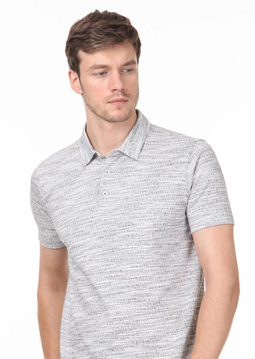 Kahverengi Jakarlı Polo Yaka %100 Pamuk T-Shirt 