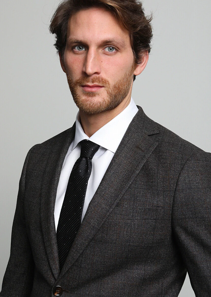 Kahverengi Kareli Regular Fit Yün Karışımlı Takım Elbise - 2