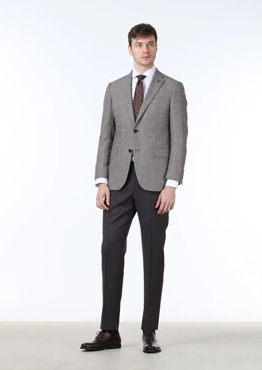 Kahverengi Mikro Regular Fit İpek Karışımlı Ceket - 3