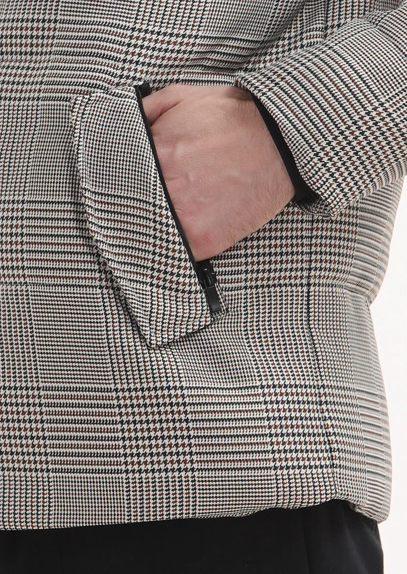 Kahverengi Regular Fit Dik Yaka Casual Dokuma Mont - 4