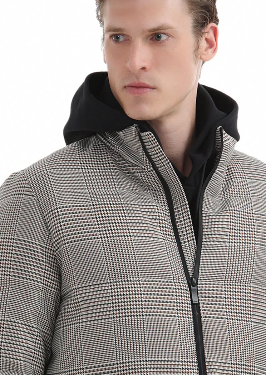 Kahverengi Regular Fit Dik Yaka Casual Dokuma Mont - 5