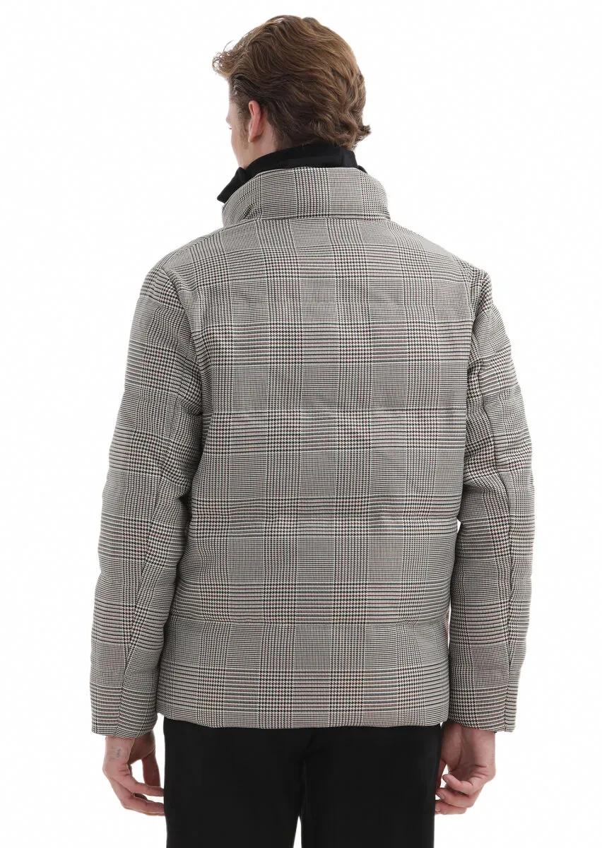 Kahverengi Regular Fit Dik Yaka Casual Dokuma Mont - 6