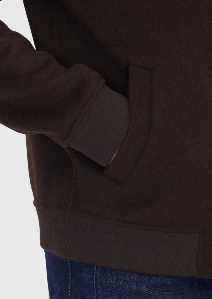 Kahverengi Regular Fit Dik Yaka Casual Örme Mont - 5