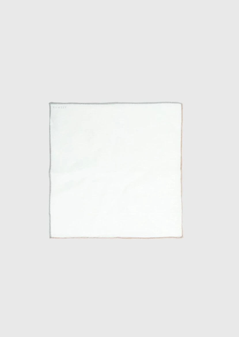 Khaki %100 Keten Handkerchief - 1