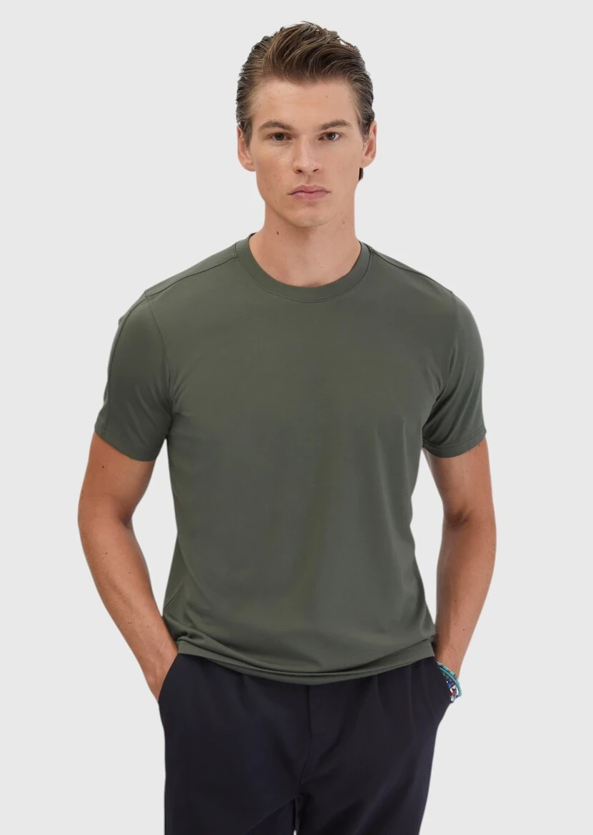 Khaki Crew Neck T-Shirt - RAMSEY