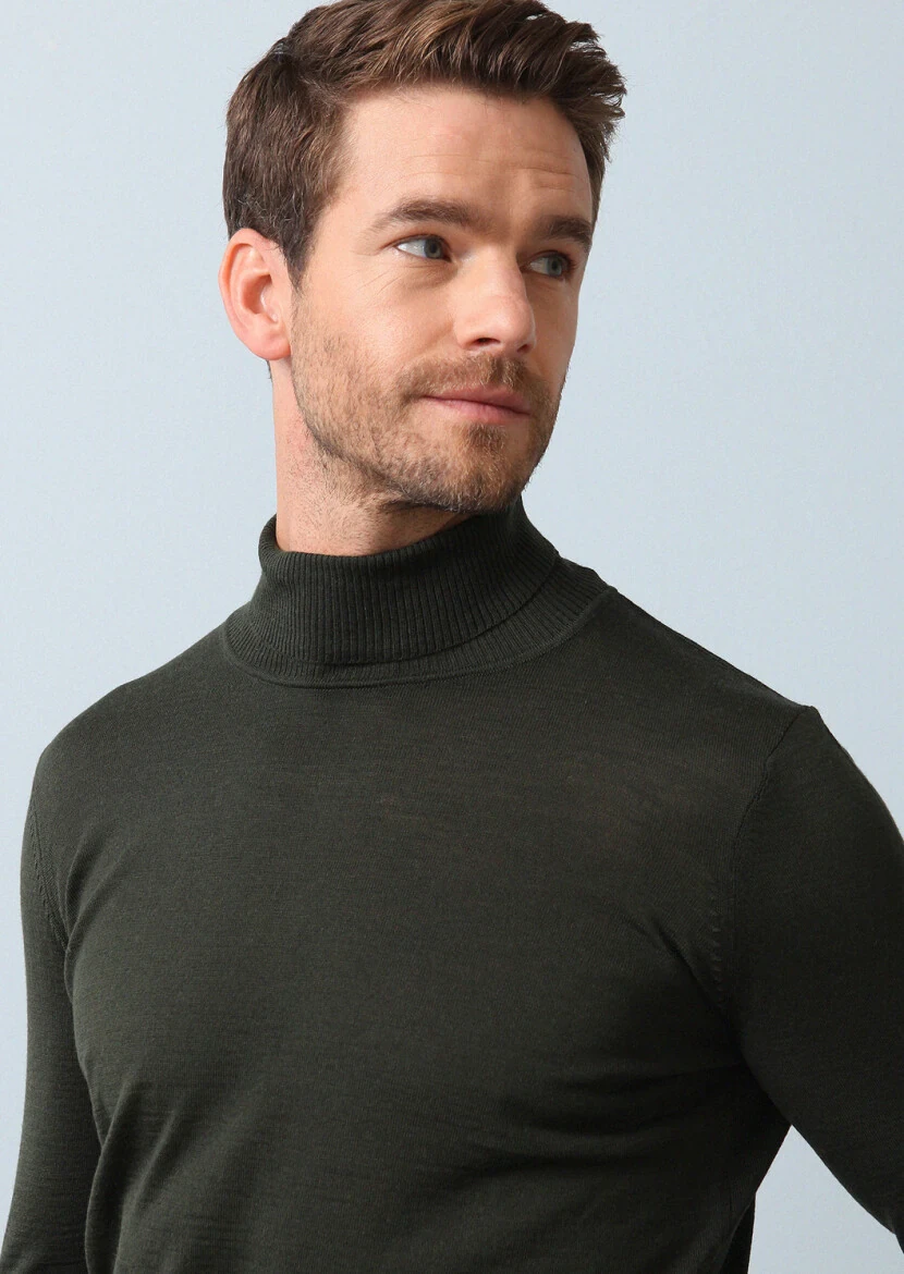 Khaki Knitwear Sweatshirt - 1