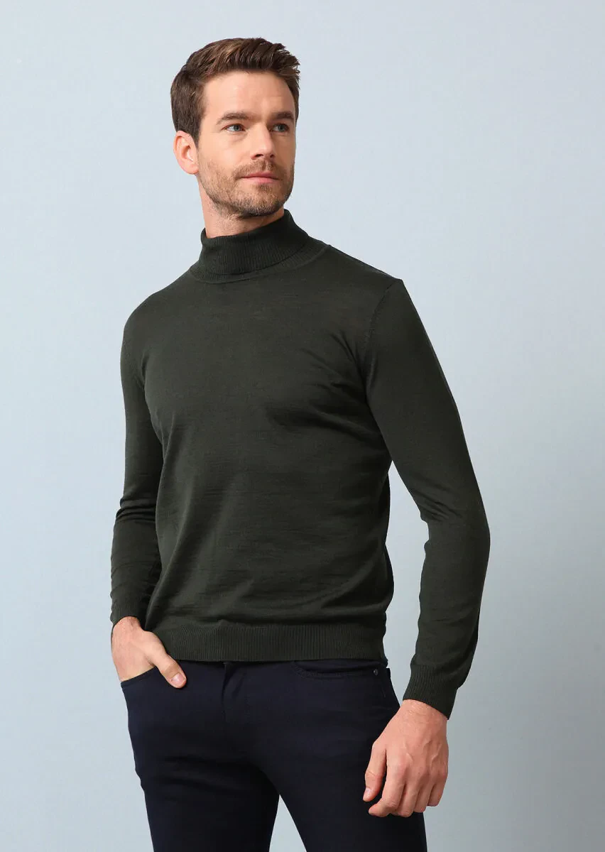 Khaki Knitwear Sweatshirt - 2