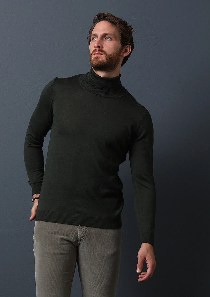 Khaki Knitwear Sweatshirt - 3