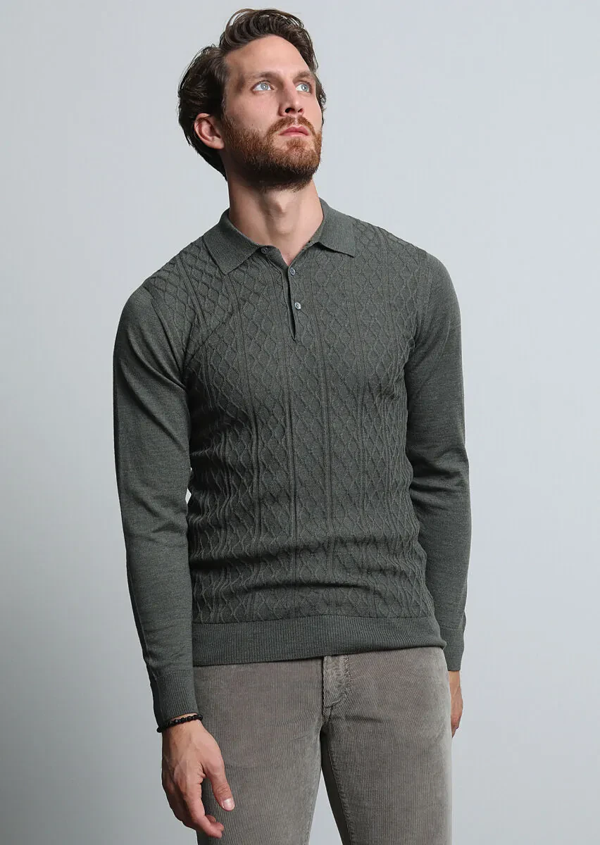 Khaki Knitwear Sweatshirt - 2