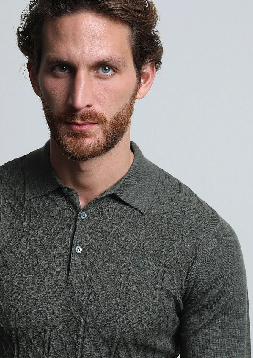 Khaki Knitwear Sweatshirt - 3