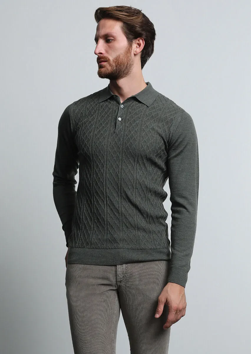 Khaki Knitwear Sweatshirt - 4