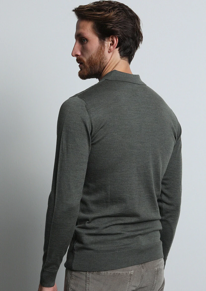 Khaki Knitwear Sweatshirt - 5