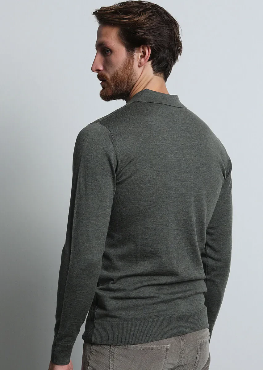 Khaki Knitwear Sweatshirt - 5