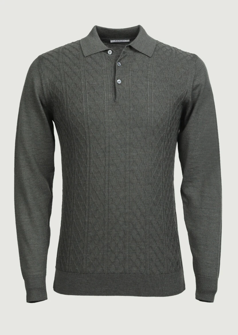 Khaki Knitwear Sweatshirt - 6