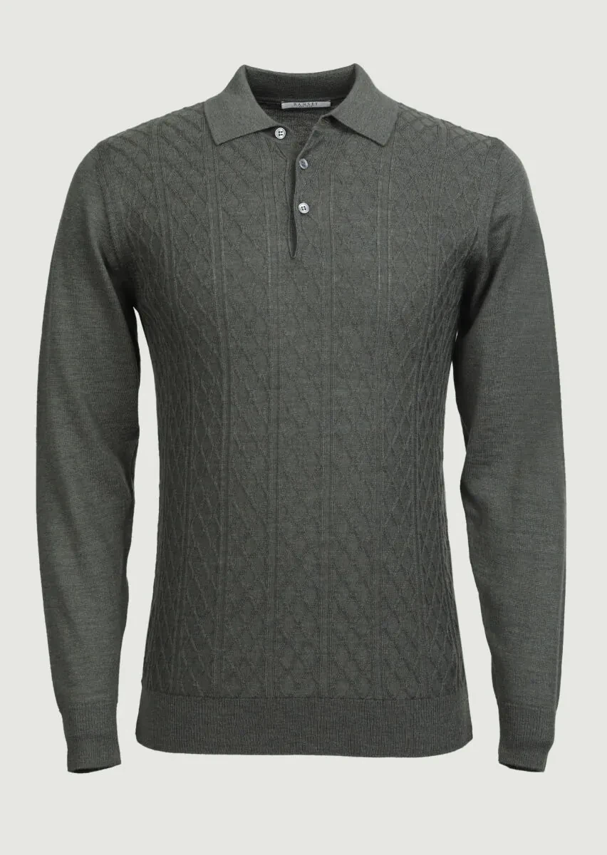 Khaki Knitwear Sweatshirt - 6