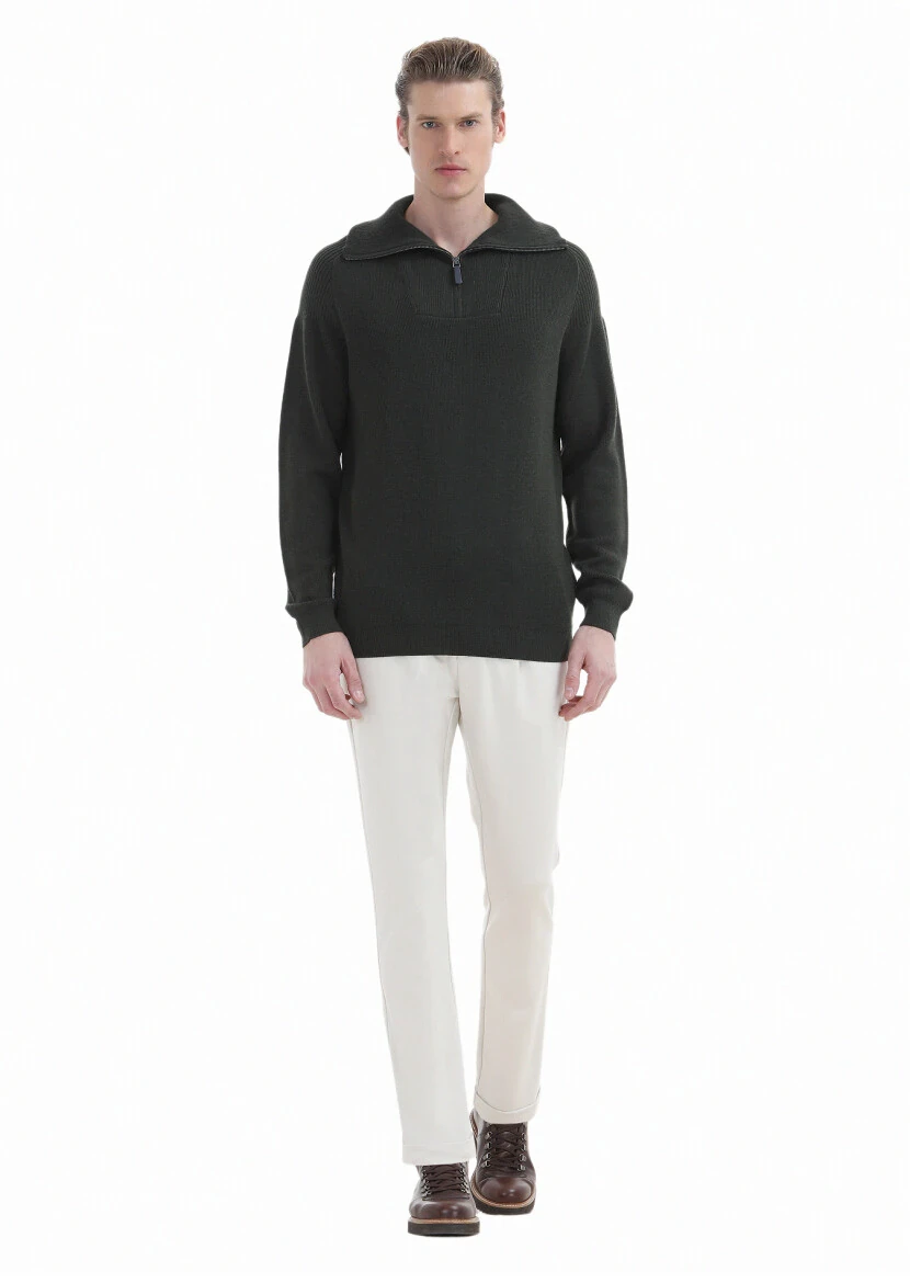 Khaki Knitwear Sweatshirt 