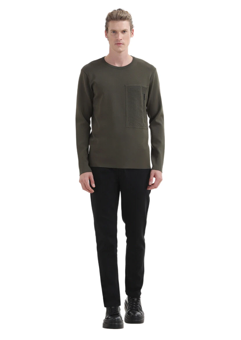 Khaki Knitwear Sweatshirt - 3