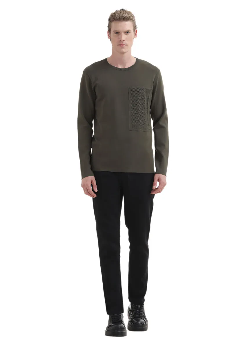 Khaki Knitwear Sweatshirt - 3