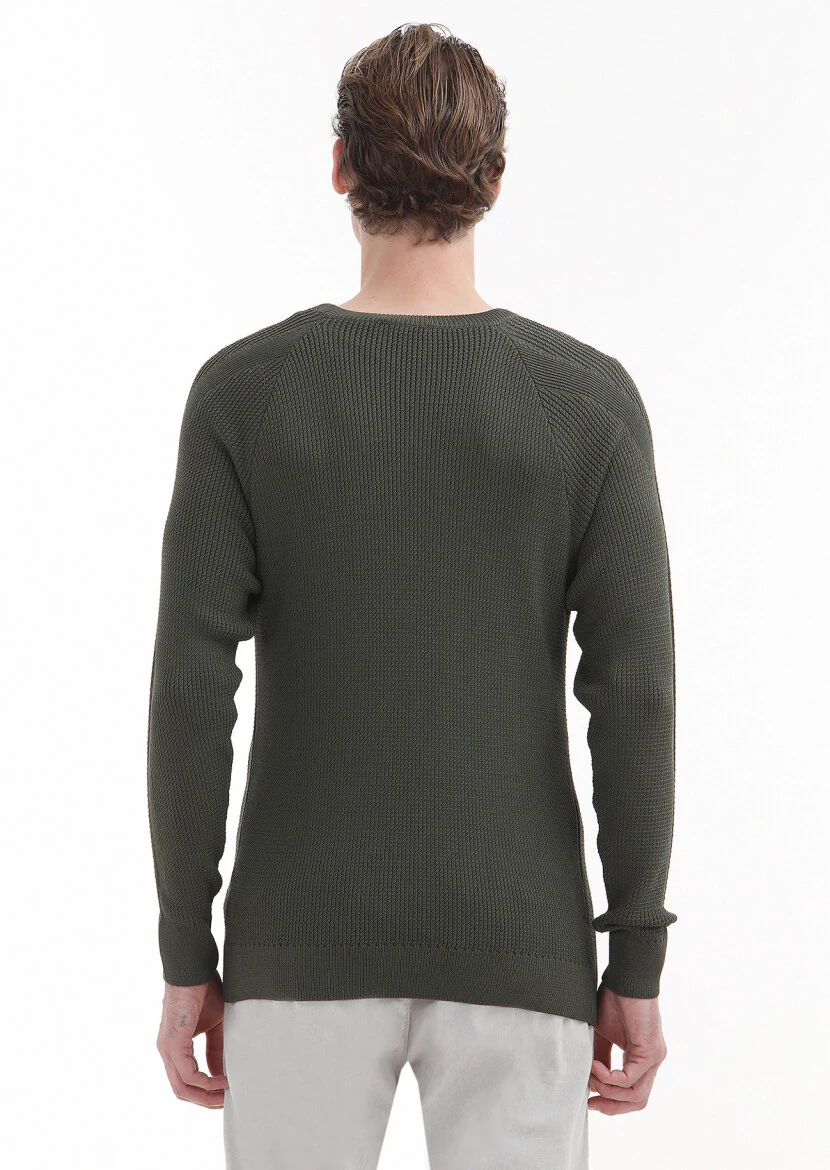 Khaki Knitwear Sweatshirt - 5